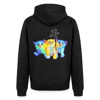 Bébés chats colorés - Veste à capuche bio Premium Unisexe - noir - Dos - Nico (187cm)