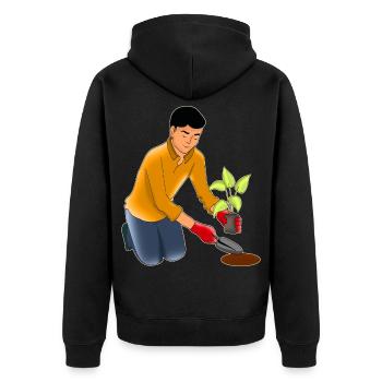 Gartenarbeit - Unisex Premium Bio Zip Hoodie - Schwarz - Hinten - Nico (187cm)