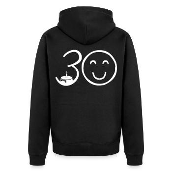 30e anniversaire - Veste à capuche bio Premium Unisexe - noir - Dos - Nico (187cm)