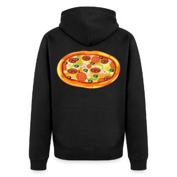 Pizza - Unisex Premium Bio Zip Hoodie - Schwarz - Hinten - Nico (187cm)