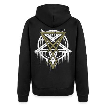 Pentagram with Lucifer symbol - Unisex Premium Organic Zip Hoodie - black - Back - Nico (187cm)