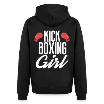 Kickboxing Girl Kickboxen Frauen - Unisex Premium Bio Zip Hoodie - Schwarz - Hinten - Nico (187cm)