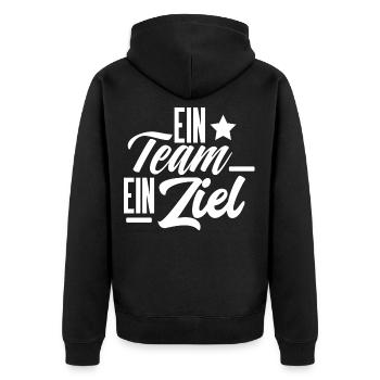 Team Crew Squad - Unisex Premium Bio Zip Hoodie - Schwarz - Hinten - Nico (187cm)