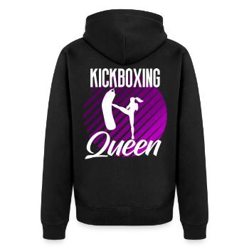 Kickboxing Queen Frauen Kickboxen - Unisex Premium Bio Zip Hoodie - Schwarz - Hinten - Nico (187cm)