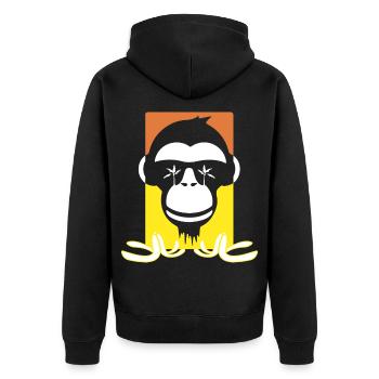 Lustiger Affe - Unisex Premium Bio Zip Hoodie - Schwarz - Hinten - Nico (187cm)