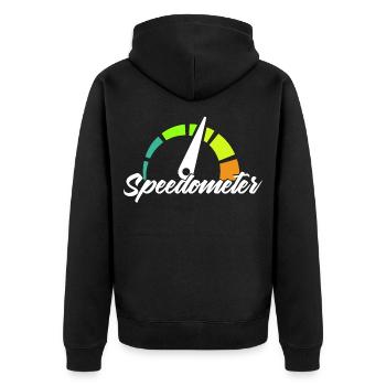 Speedometer - Unisex Premium Bio Zip Hoodie - Schwarz - Hinten - Nico (187cm)