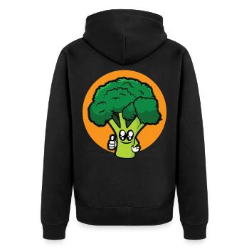brocoli rigolo - design - Veste à capuche bio Premium Unisexe - noir - Dos - Nico (187cm)