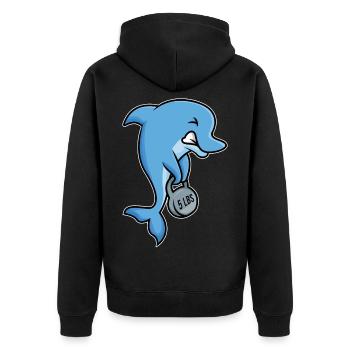 strong dolphin fitness design - Unisex Premium Organic Zip Hoodie - black - Back - Nico (187cm)