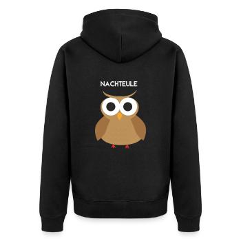 Nachteule Nachtschicht Nachts wach - Unisex Premium Bio Zip Hoodie - Schwarz - Hinten - Nico (187cm)