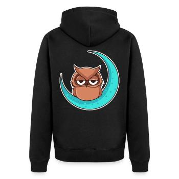Owl owl moon - design - Unisex Premium Organic Zip Hoodie - black - Back - Nico (187cm)