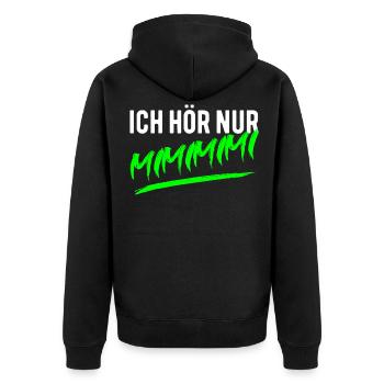 mimimimi - Unisex Premium Bio Zip Hoodie - Schwarz - Hinten - Nico (187cm)