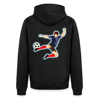 Fussballspieler - Unisex Premium Bio Zip Hoodie - Schwarz - Hinten - Nico (187cm)