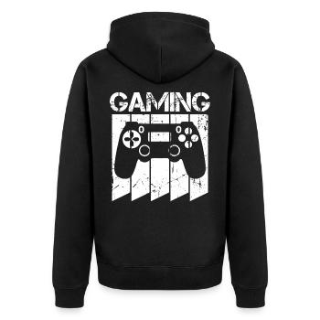 Gaming Gaming Gaming Gaming Gaming Gaming Gaming - Unisex Premium Organic Zip Hoodie - black - Back - Nico (187cm)