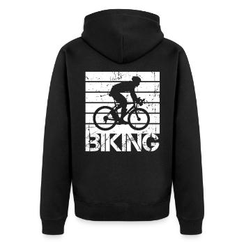 Radsport - Unisex Premium Bio Zip Hoodie - Schwarz - Hinten - Nico (187cm)
