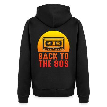 80s cassette - Unisex Premium Organic Zip Hoodie - black - Back - Nico (187cm)