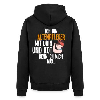 Altenpfleger - Unisex Premium Bio Zip Hoodie - Schwarz - Hinten - Nico (187cm)
