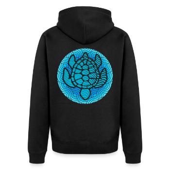 Turtle - Unisex Premium Organic Zip Hoodie - black - Back - Nico (187cm)