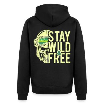 Restez sauvage et libre - Design - Veste à capuche bio Premium Unisexe - noir - Dos - Nico (187cm)