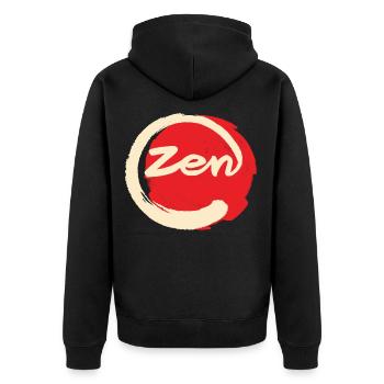 Zen - Unisex Premium Bio Zip Hoodie - Schwarz - Hinten - Nico (187cm)