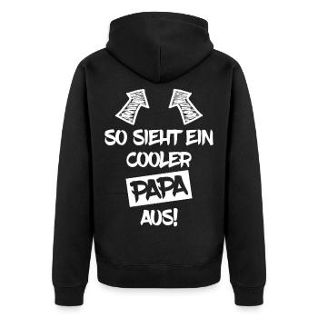 So sieht ein cooler Papa aus - Unisex Premium Bio Zip Hoodie - Schwarz - Hinten - Nico (187cm)