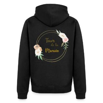 team of the bride gold and flowers - Unisex Premium Organic Zip Hoodie - black - Back - Nico (187cm)
