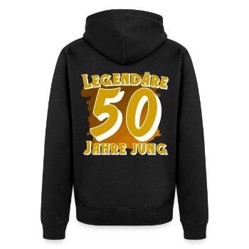 50 Geburtstag - Unisex Premium Bio Zip Hoodie - Schwarz - Hinten - Nico (187cm)