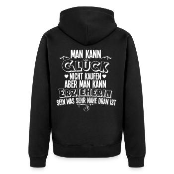 Erzieherin - Unisex Premium Bio Zip Hoodie - Schwarz - Hinten - Nico (187cm)