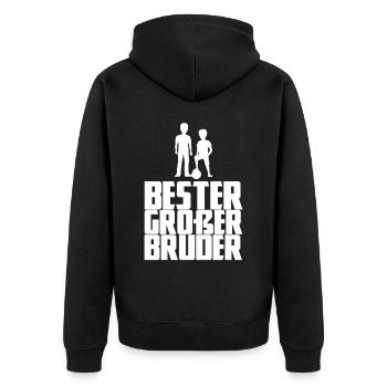 Bester großer Bruder - Unisex Premium Bio Zip Hoodie - Schwarz - Hinten - Nico (187cm)