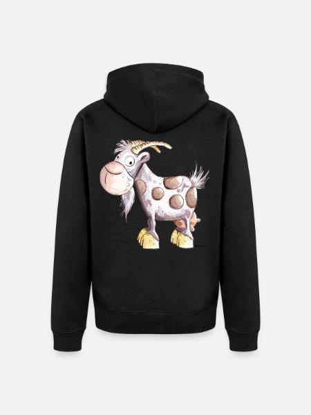 Happy Goat - Unisex Premium Organic Zip Hoodie - black