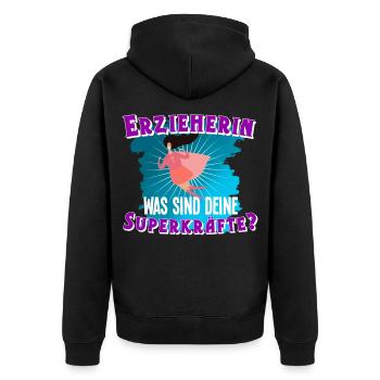 Erzieherin - Unisex Premium Bio Zip Hoodie - Schwarz - Hinten - Nico (187cm)