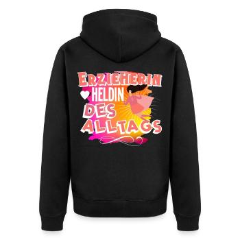 Erzieherin - Unisex Premium Bio Zip Hoodie - Schwarz - Hinten - Nico (187cm)