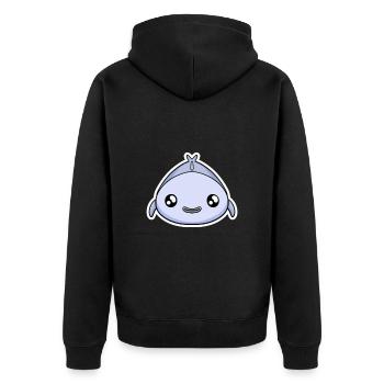 Fisch - Unisex Premium Bio Zip Hoodie - Schwarz - Hinten - Nico (187cm)