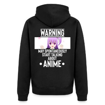 Anime - Unisex Premium Bio Zip Hoodie - Schwarz - Hinten - Nico (187cm)
