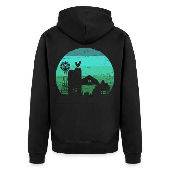 Farm Grange Agriculture Farm - Desig - Unisex Premium Organic Zip Hoodie - black - Back - Nico (187cm)