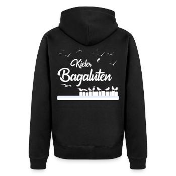 Kieler Bagaluten - Unisex Premium Bio Zip Hoodie - Schwarz - Hinten - Nico (187cm)