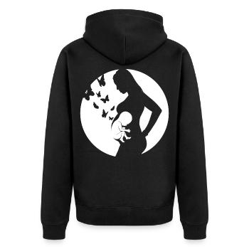 Mère - Bébé - Grossesse - Veste à capuche bio Premium Unisexe - noir - Dos - Nico (187cm)
