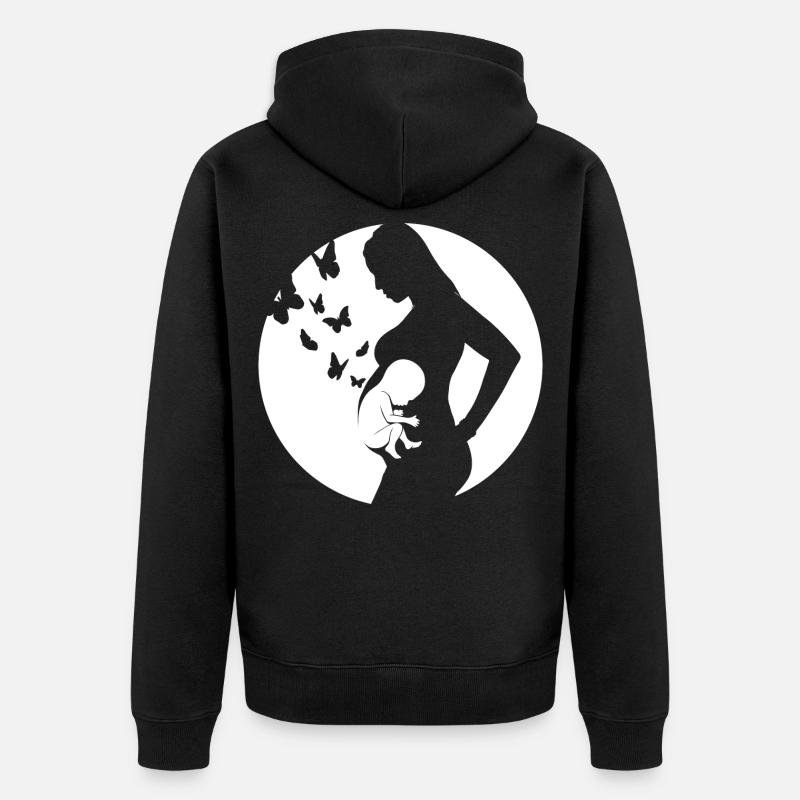 Mère - Bébé - Grossesse - Veste à capuche bio Premium Unisexe - noir