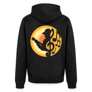 Gitarren-Spieler - Unisex Premium Bio Zip Hoodie - Schwarz - Hinten - Nico (187cm)