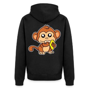 Singe repas - design - Veste à capuche bio Premium Unisexe - noir - Dos - Nico (187cm)