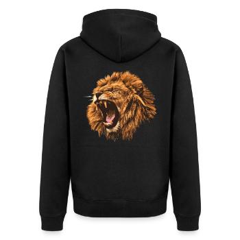 Lion rugissant cadeau - Veste à capuche bio Premium Unisexe - noir - Dos - Nico (187cm)