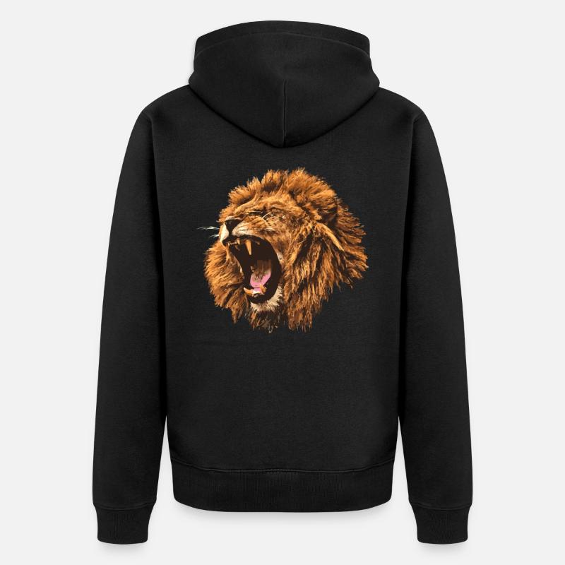 brüllender Löwe Geschenk - Unisex Premium Bio Zip Hoodie - Schwarz