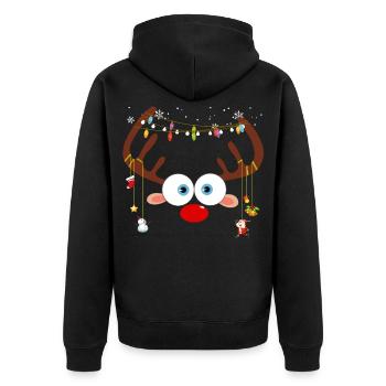 Christmas Reindeer Face - Unisex Premium Organic Zip Hoodie - black - Back - Nico (187cm)