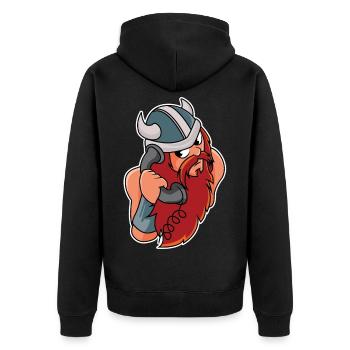 Wikinger am Telefon - Unisex Premium Bio Zip Hoodie - Schwarz - Hinten - Nico (187cm)