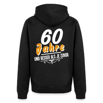 60 Jahre Geburtstag - Unisex Premium Bio Zip Hoodie - Schwarz - Hinten - Nico (187cm)