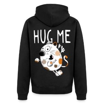 Hug Me Chat dessin animé - Cadeau - Veste à capuche bio Premium Unisexe - noir - Dos - Nico (187cm)