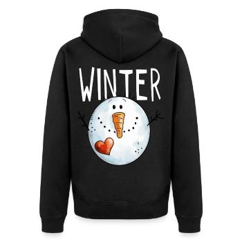 Winter Schneemann - Schneemänner - Schnee - Kälte - Unisex Premium Bio Zip Hoodie - Schwarz - Hinten - Nico (187cm)