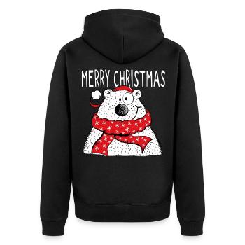 Merry Christmas Bear - Winter - X-mas - Gift - Unisex Premium Organic Zip Hoodie - black - Back - Nico (187cm)