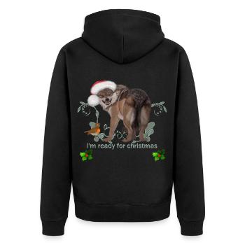 Je suis prêt pour Noël, drôle de loup - Veste à capuche bio Premium Unisexe - noir - Dos - Nico (187cm)
