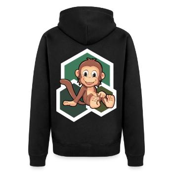 Cute Monkey - Unisex Premium Organic Zip Hoodie - black - Back - Nico (187cm)