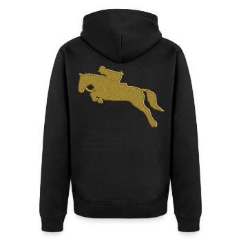Gold Reiten - Unisex Premium Bio Zip Hoodie - Schwarz - Hinten - Nico (187cm)